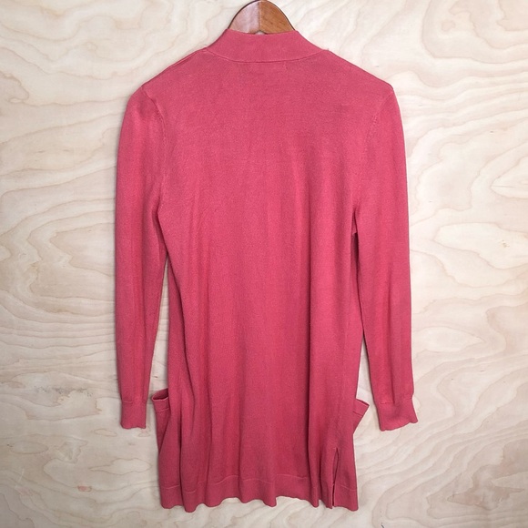 Love Ellie Open Front Cardigan Sweater Pink Coral Ribbed Pockets Women Small. - Picture 2 of 7